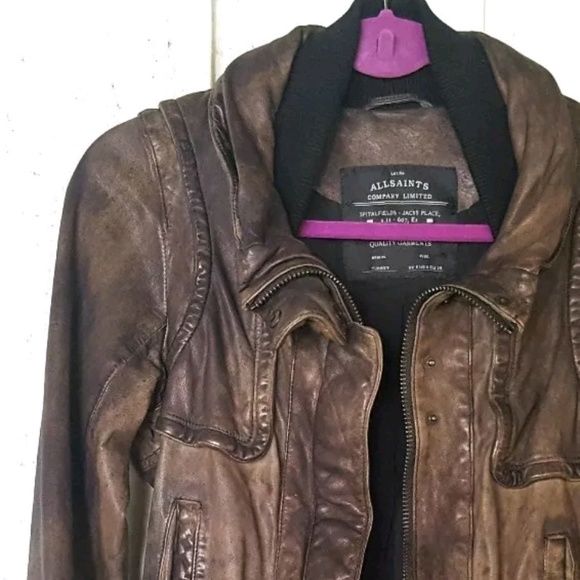 all saints distressed leather jacket